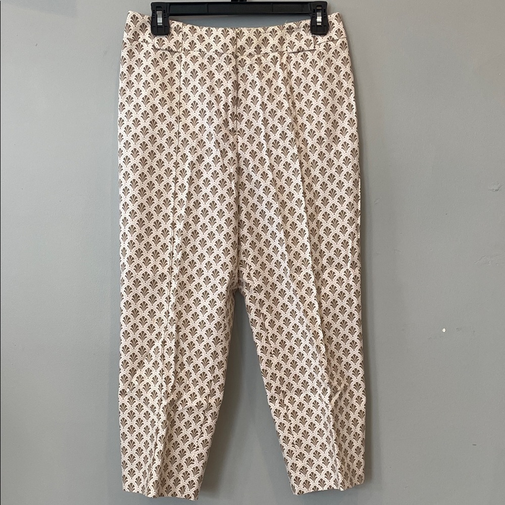 Cream and tan patterned ladies pants
